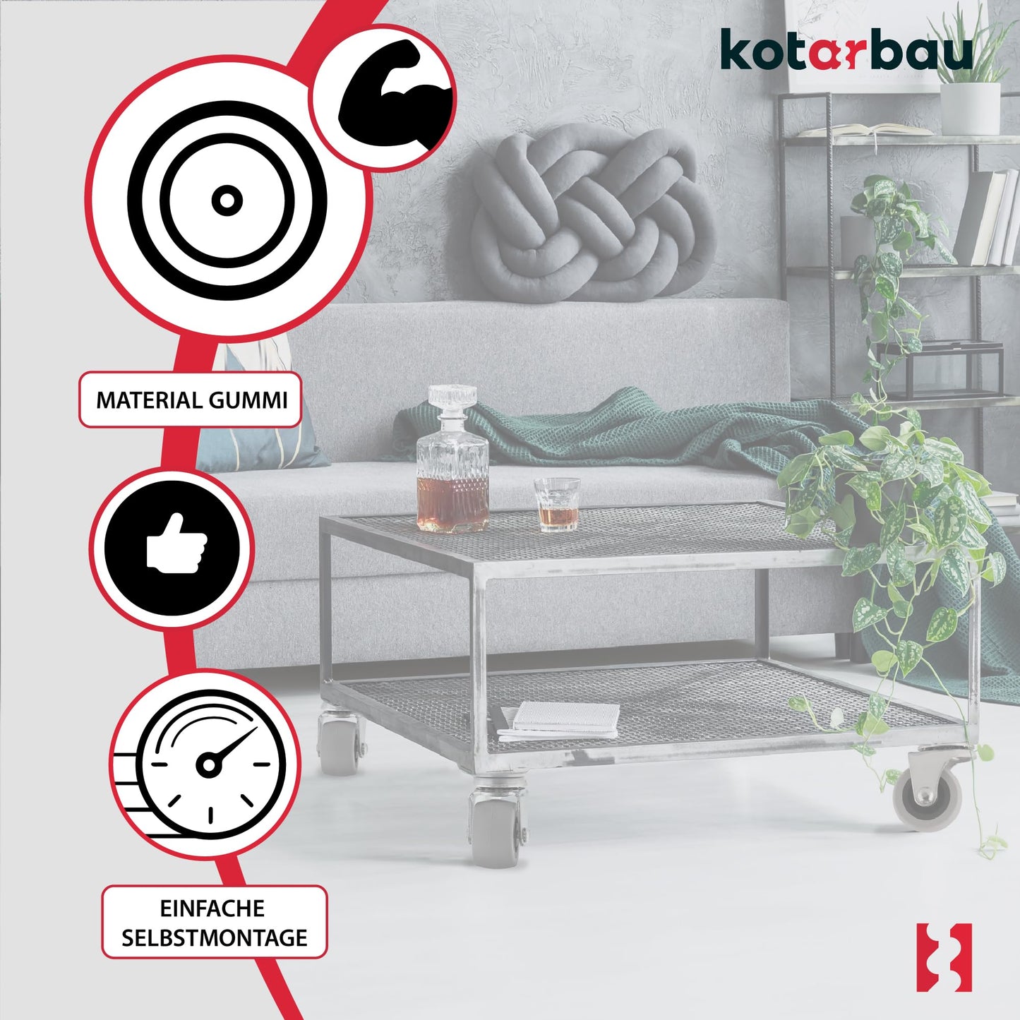 KOTARBAU 12pcs Furniture Casters Ø 40 Suitable for All Floors Swivel Casters Transport Casters Sofa Casters Sliding Rollers Tool Casters Heavy Duty Casters Rubber Casters