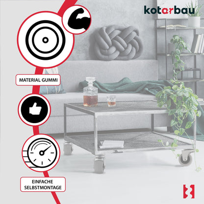 KOTARBAU 12pcs Furniture Casters Ø 40 Suitable for All Floors Swivel Casters Transport Casters Sofa Casters Sliding Rollers Tool Casters Heavy Duty Casters Rubber Casters