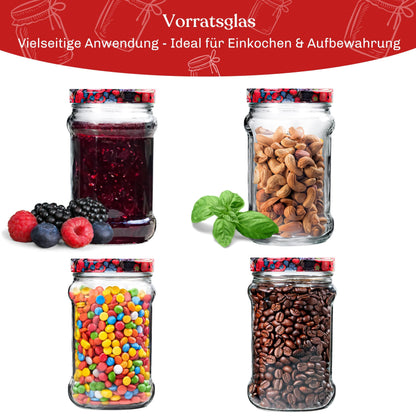 Blumixx canning jars 315ml - 48x storage jars with airtight lids, versatile for jam, kitchen storage, oats containers, preserving stock for canning.
