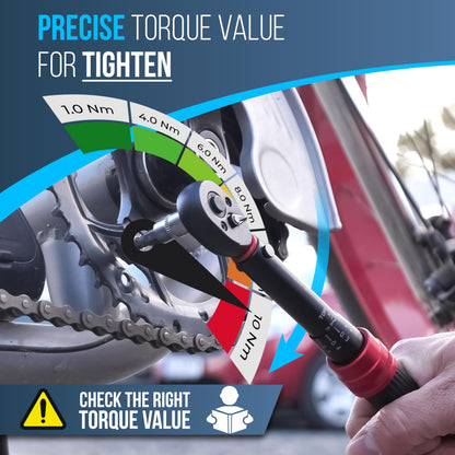 HASKYY Torque wrench 1/4 inch 1-10Nm Precision Bike E-Bike Motor Industry Micro Torque Ratchet Key ISO-calibrated in 0.1 steps