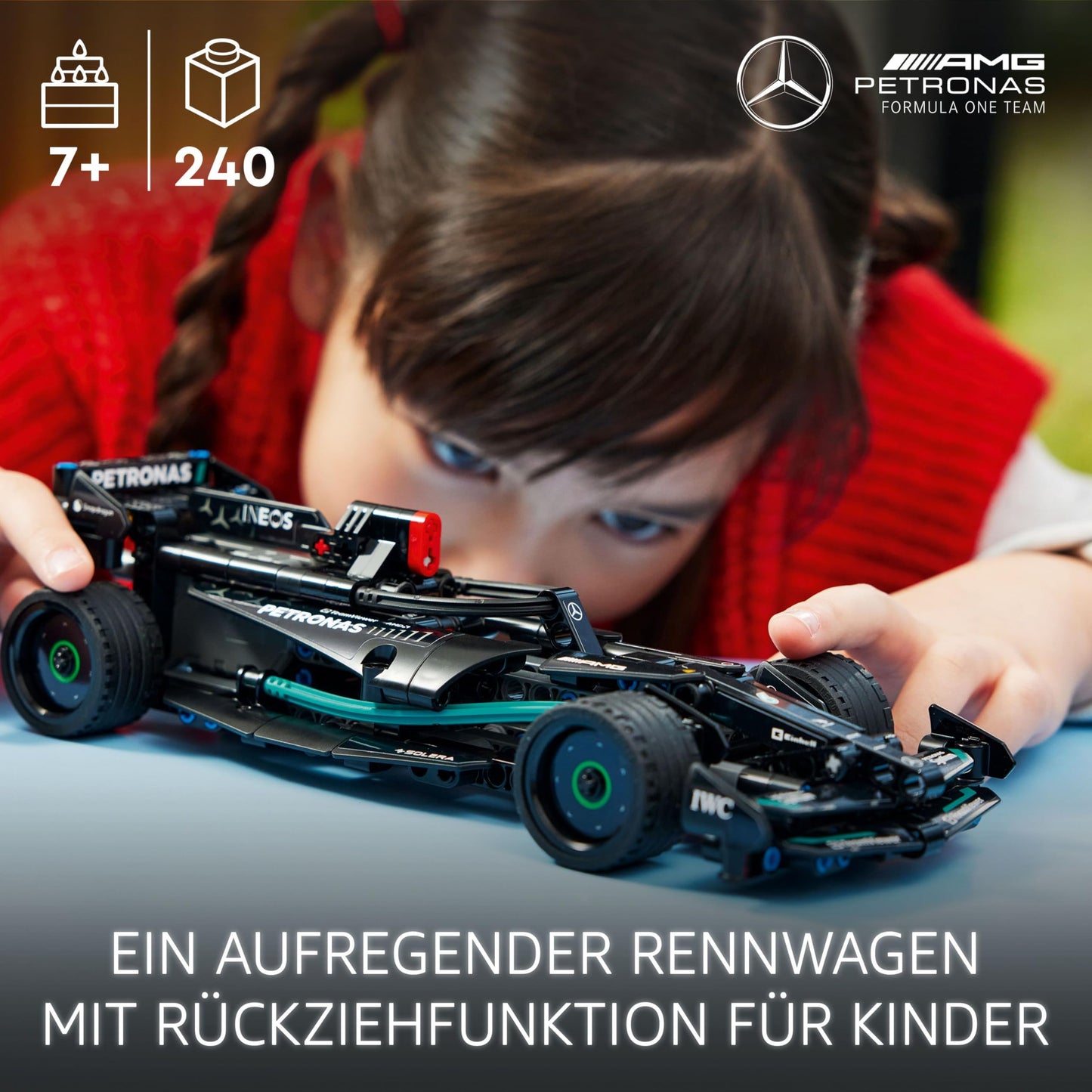 LEGO Technic Mercedes-AMG F1 W14 E Performance Race Car toy for kids, boys, and girls ages 7+, pull-back model vehicle set, bedroom decoration, birthday gift idea 42165