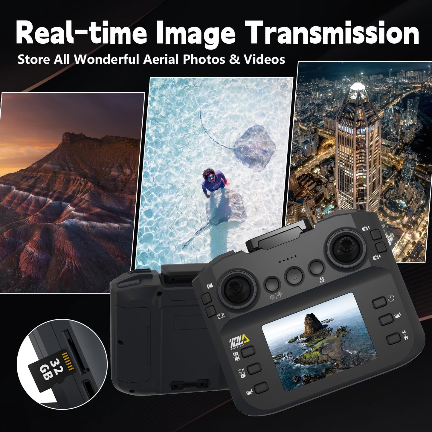 Toladrone TD12LCD Drone with Camera, Foldable RC Drone with LCD Screen Remote Control, Brushless Motor, Drone with Optical Flow Positioning, Drones for Adults, Quadcopter for Beginners