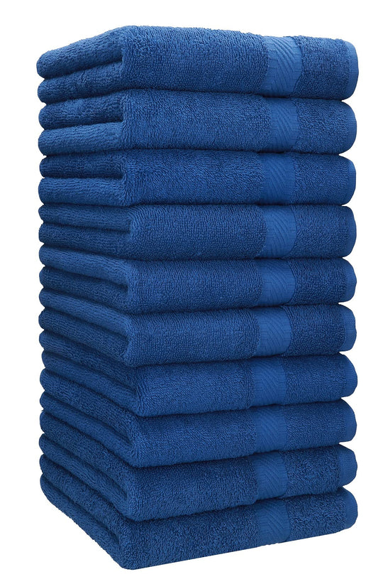 Betz towel 10 pack towels set Palermo size 50x100 cm 100% cotton - quick drying, light quality - perfect for sports, beach, travel Color blue