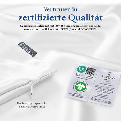 RENESSY pillowcases made from 100% organic silk 40x40 cm (2-Pack) - 22 Momme Mulberry silk, Grade 6A, Oeko-Tex certified in Germany - Luxury for hair and skin (Graphite Grey)