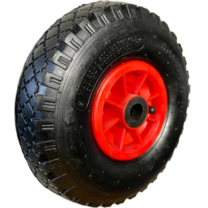 TMV24® 2x Hand Truck Wheel Pneumatic Tire 3.00-4, 260x85 with Tube & Wheel for 2cm Ø Axle Hand Truck Cart Air Tire Spare Wheel Ball Bearing Wheelbarrow Wheel Angle Valve Black/Red