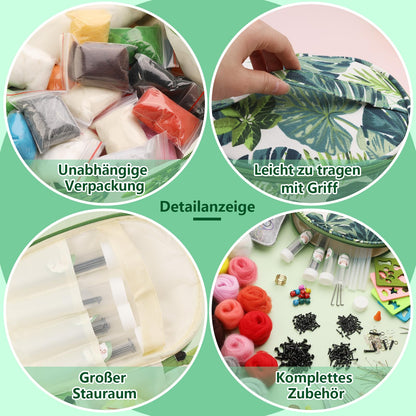 40 colors felt wool basic set Basic felting tools and accessories for beginners, needle felting set needle felting tools for wet felting, dry felting, and DIY felt animal crafts