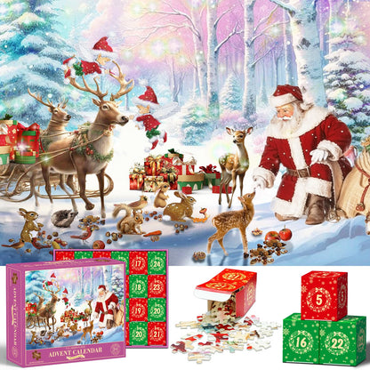 Advent calendar 2024 puzzle for kids and adults, 1008 piece puzzle 24 day Christmas countdown calendar - Christmas gifts for teenagers (27.6 x 19.7 inches)