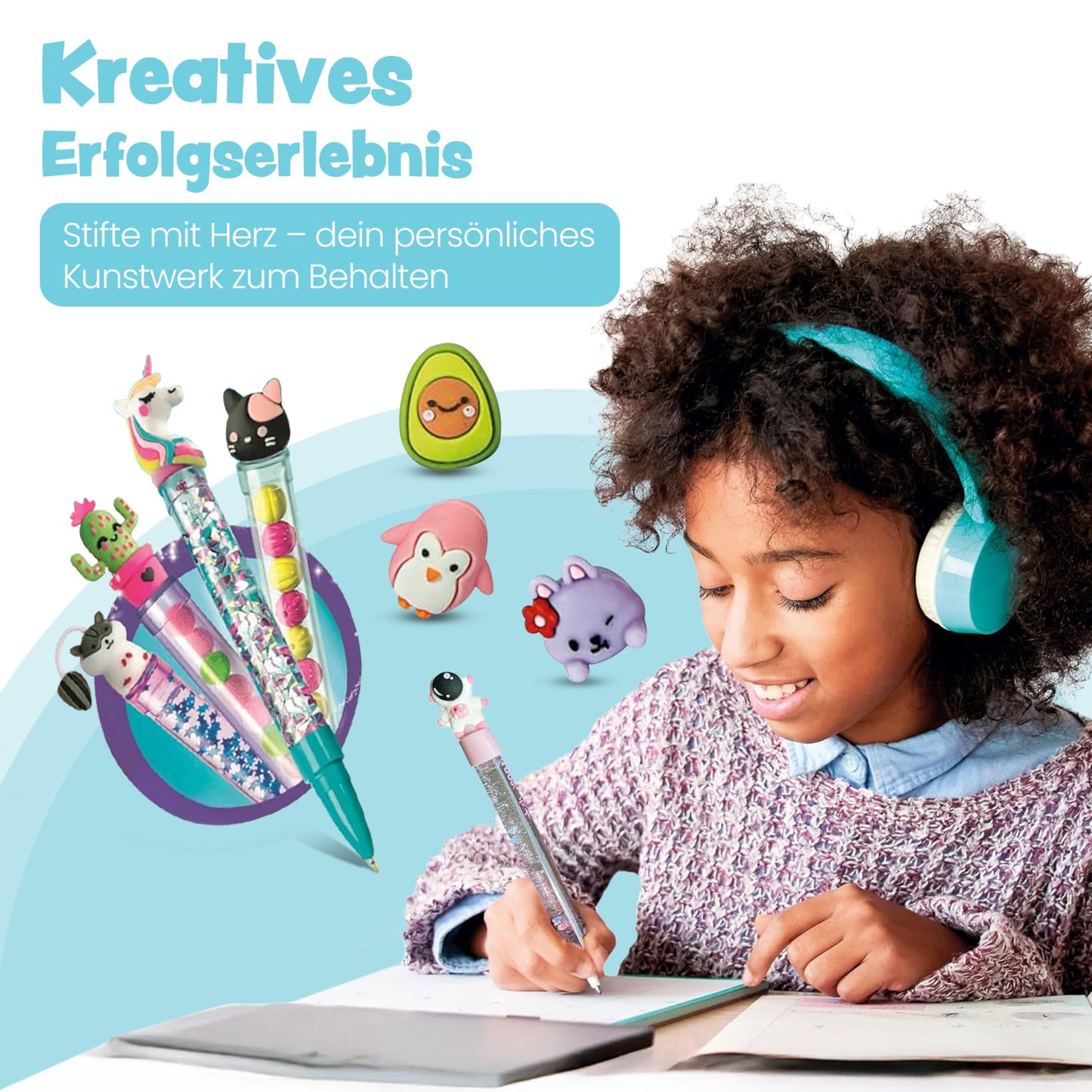 Clementoni Idea Pen Studio with over 50 accessories - DIY pen set with over 50 accessories - craft kit for making pens, creative toy & gift set for children ages 6 and up, 59415