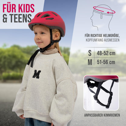 Apollo children's bike helmet, helmet for kids & teens, multi-sport helmet, bike helmet for girls, bike helmet for boys, kids helmet from 3 years, adjustable children's helmet, from size 48, for bike & scooter.
