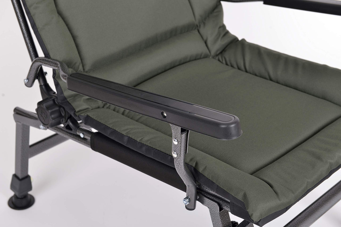 Carp fishing chair camping chair F5R ST/P Deluxe carp angler camping chair with extra height and table fishing rod holder, polyester