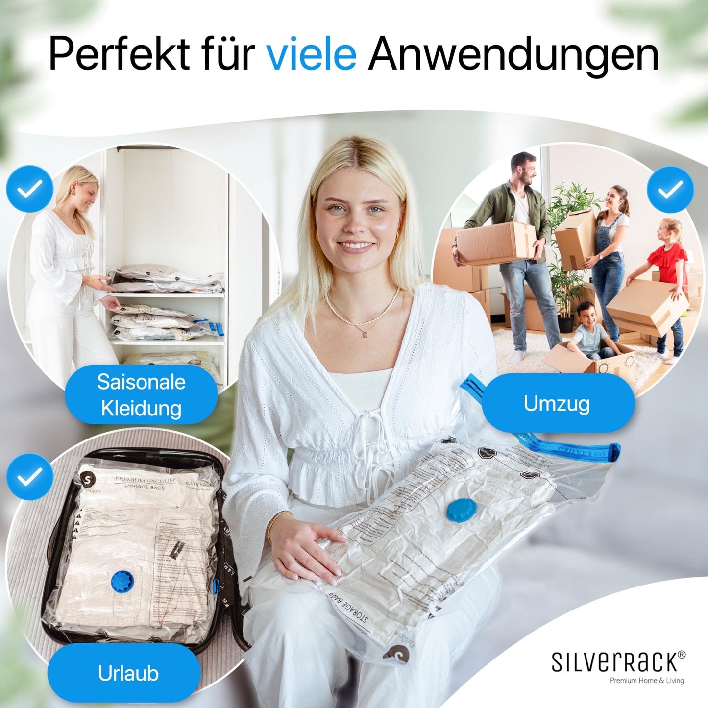 SilverRack vacuum bags for comforters [6 pack] in (90x130 cm) - pillow vacuum bags - storage vacuum bags for clothes - vacuum bag vacuum cleaner