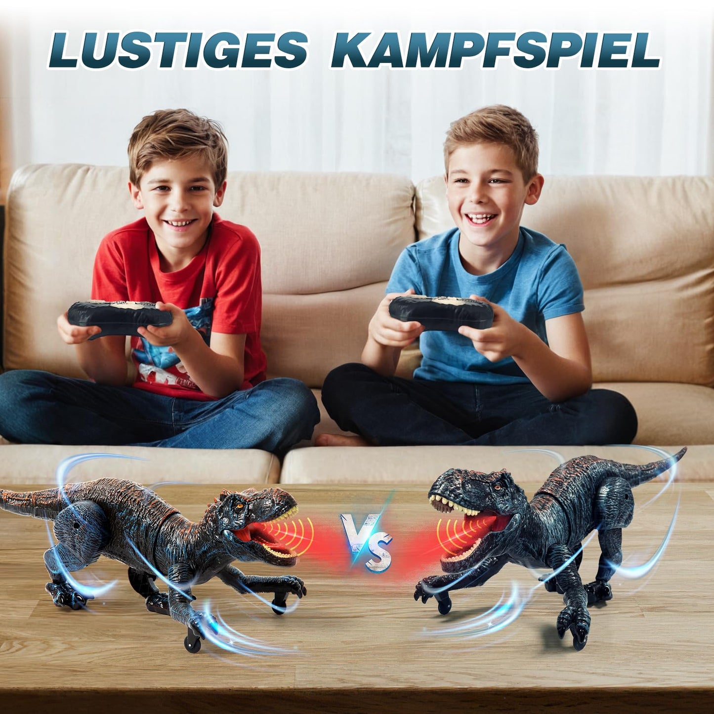 Sunrad Kids Remote Control Dinosaur Toy, Electronic T-Rex Dino Toy with Spray, Light, Roaring, Realistic Walking Movements, Gift for Boys and Girls.