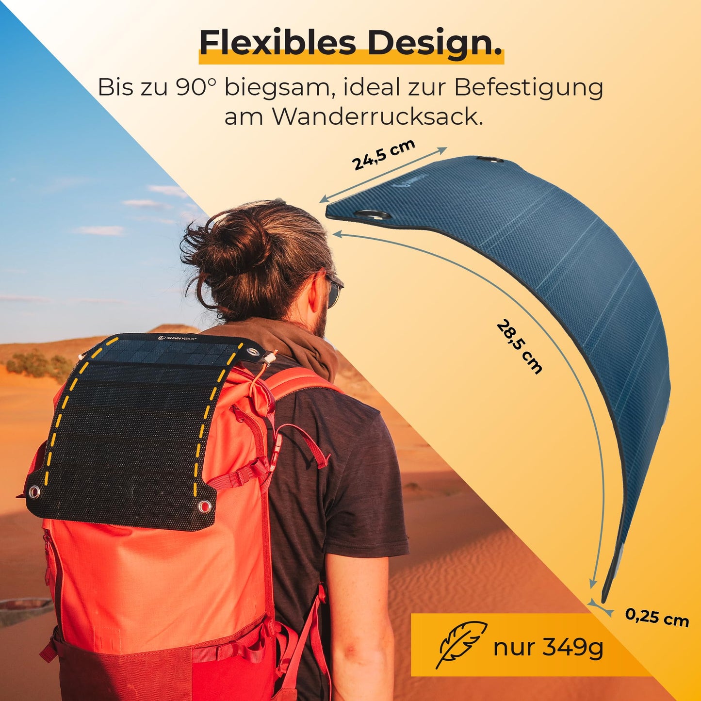 Sunnybag® Solarpanel Leaf Pro [Ultra-light & Portable!] - Foldable solar panel (Waterproof & Durable) - Solar charger with USB port for smartphone & power bank - Solar camping (7.5W output)