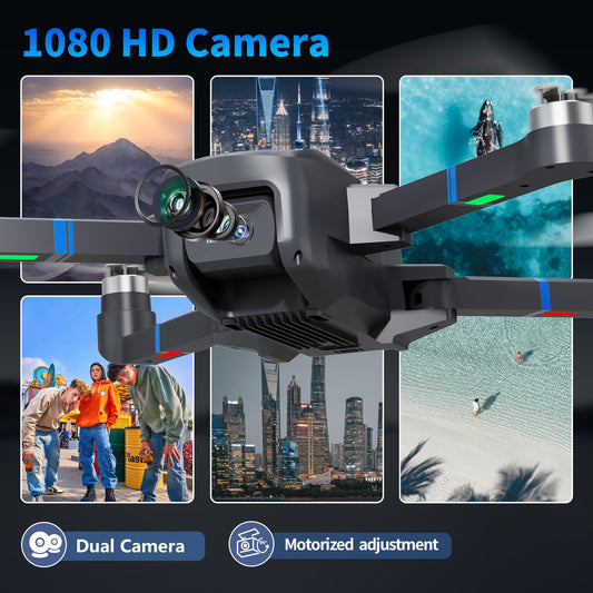 Toladrone drone with 1080P camera, Foldable drones for adults, Brushless motor, Headless mode, Optical flow positioning, RC Quadcopter for beginners TL16