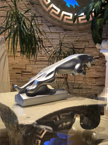 Antique home design jaguar decor table figurine cat advertising figure big cat silver animal figurine decorative figurine