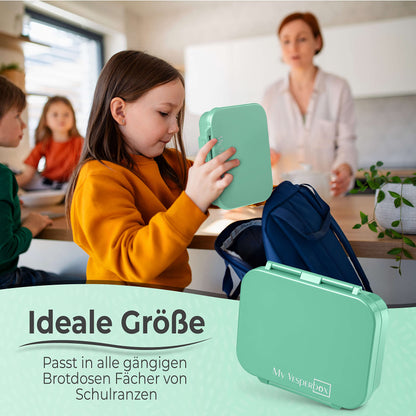 My Vesperbox - MINI BIA - Bento Box Kids - NEW MODEL - more compact and lightweight - Leak-proof & BPA Free - Lunchbox - Snackbox - for preschool and school (Turquoise)