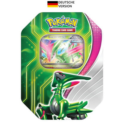 Pokémon Trading Card Game: Tin Box Paradoxclash: Iron Blade-EX (1 holographic promo card & 4 booster packs)