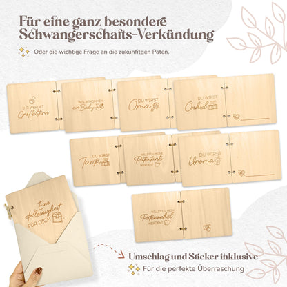 Announcing pregnancy with wooden book (You're going to be a grandma)