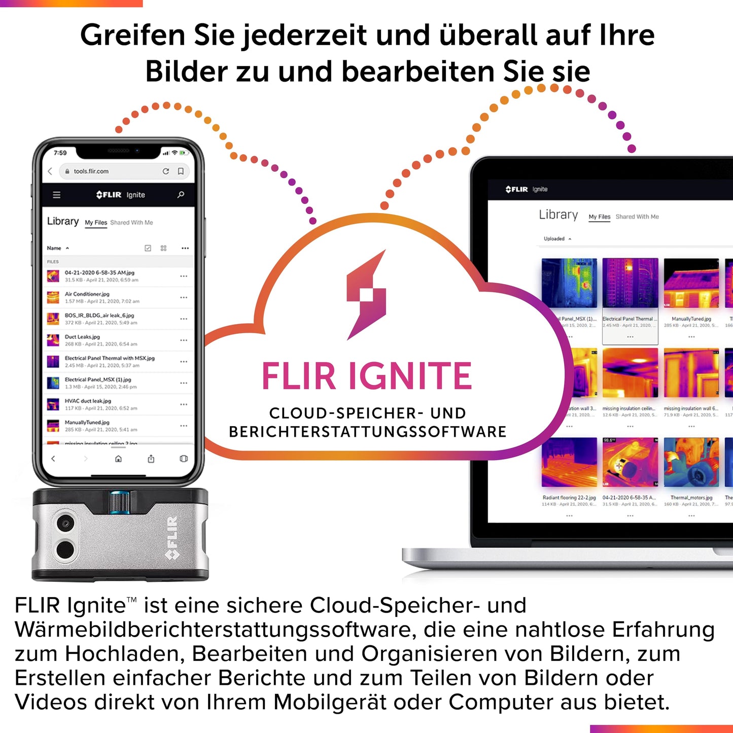 FLIR ONE Gen 3 - Thermal camera for iOS smartphones (iPhone 14 and older with Lightning connector): Used for home inspections, HVAC, automotive, and more.
