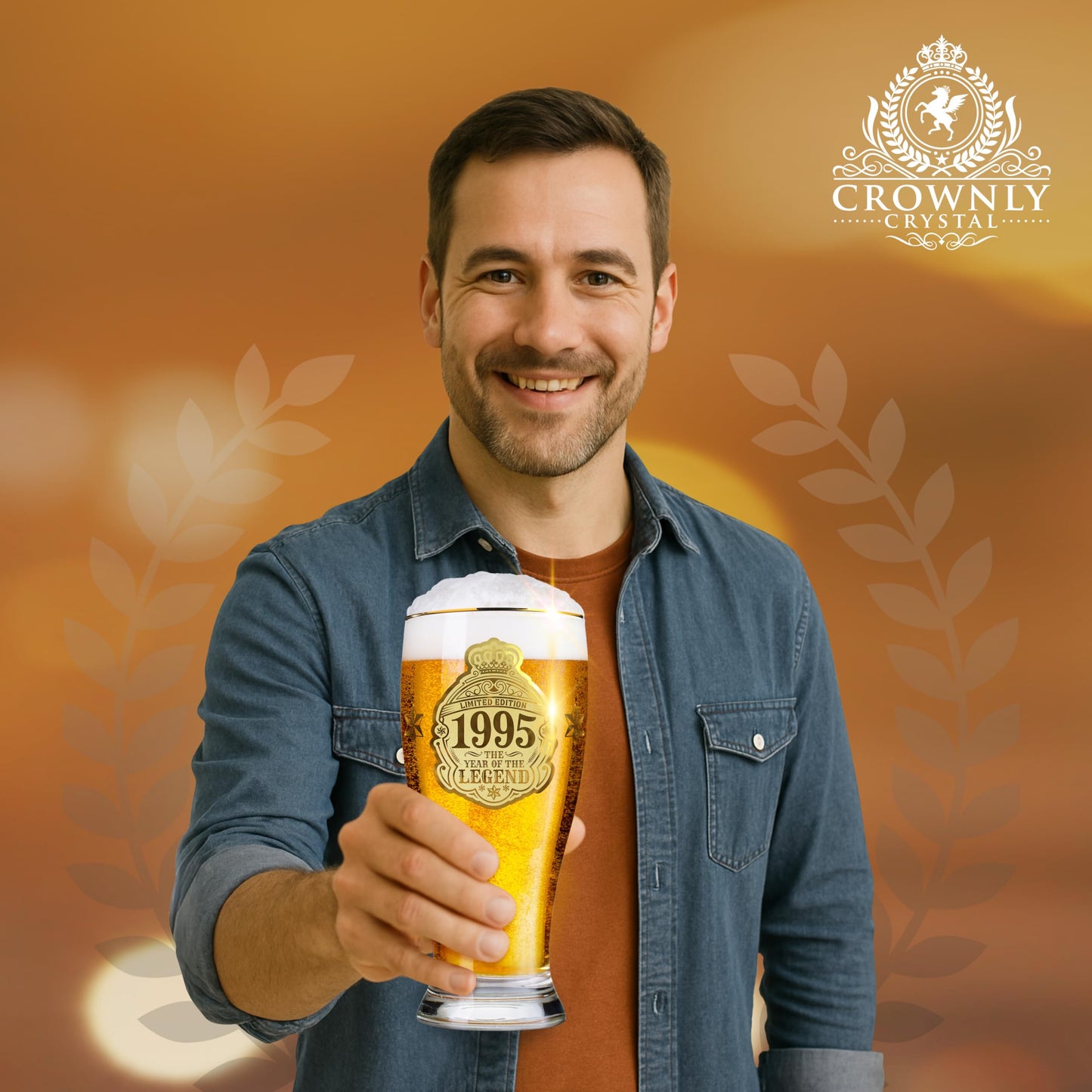 CROWNLY CRYSTAL® 1995 Gift 30th Birthday Man Beer Glass with Engraving 570 ml Personalized Gifts Decor 30th Birthday Man Card 30th Birthday Man Gift For Men Gift Friend