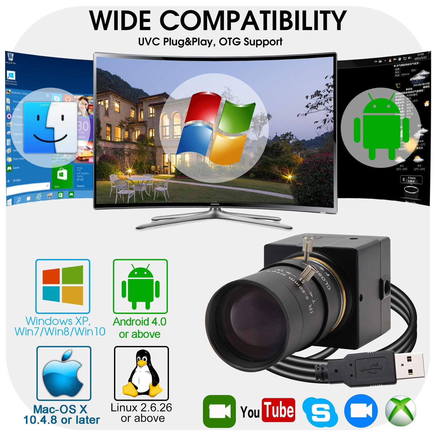 Svpro Webcam 4K UHD USB Camera, 10X Optical Zoom Camera with 5-50mm Varifocal Lens, 3840x2160 Ultra High Definition Cameras for Computer/Laptop/Desktop, USB Camcorder with Sony IMX415 Sensor.