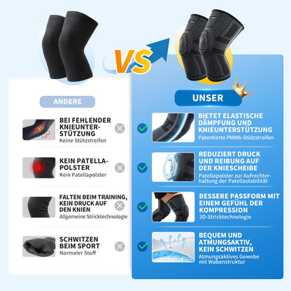 CAMBIVO Knee Brace for Men and Women X2 with PMMA Stabilizers & Patella Padding, Non-Slip & Breathable Knee Support for Meniscus Tear, Arthritis, ACL, Joint Pain, Sports