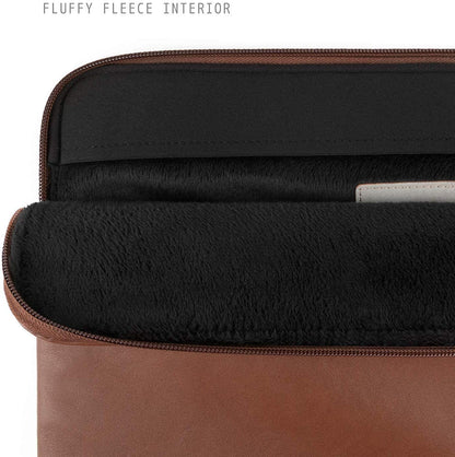 Comfyable Slim Protective Laptop Sleeve 15 Inch compatible with MacBook Air 15 Inch M4 2025 M3 2024 A3114 & M2 2023 A2941, PU Leather Waterproof Cover Computer Case for Mac, Brown