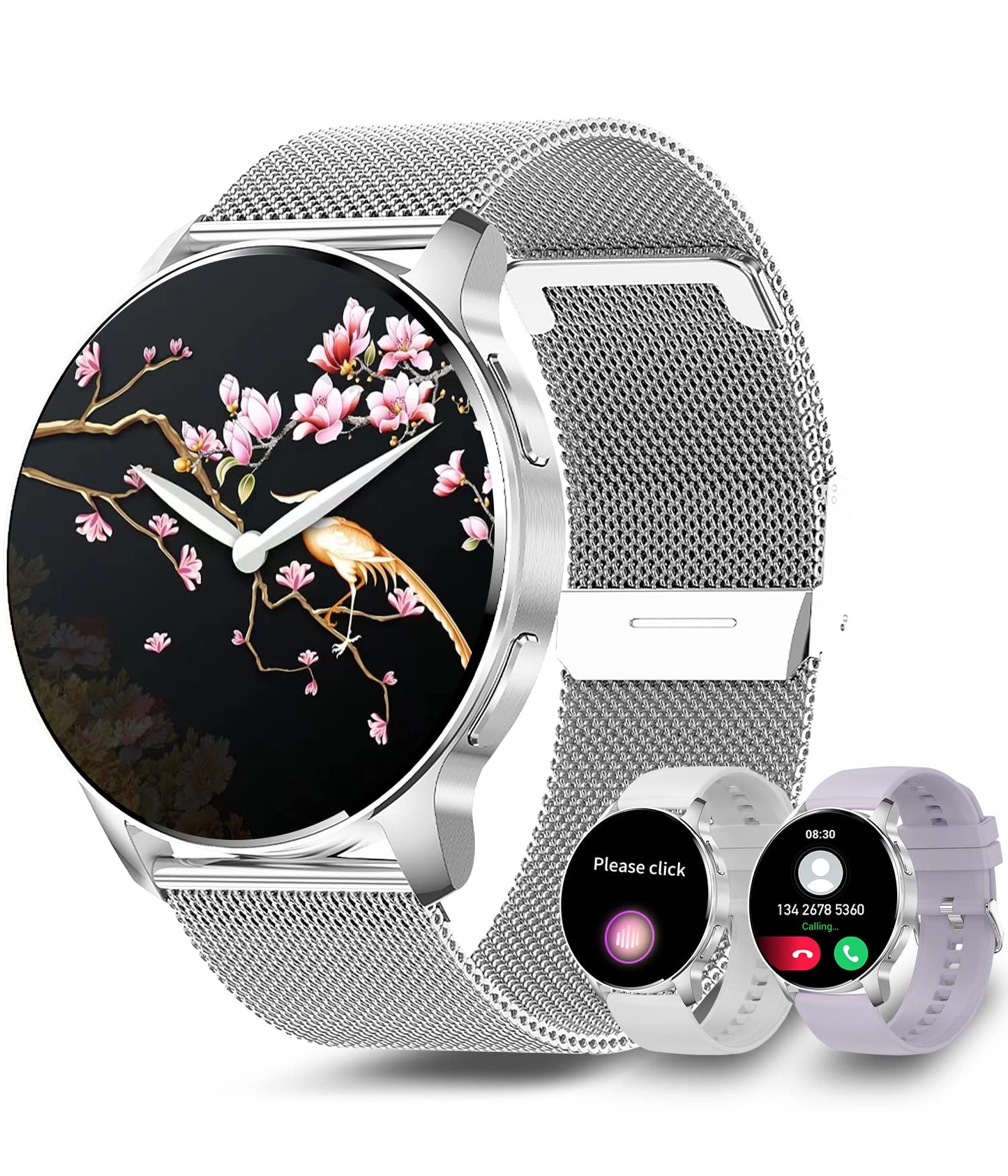 niolina Smartwatch for Women with Phone Function, 1.32 Inch HD Full Touchscreen Watch with Heart Rate Monitor Sleep Tracker Step Counter 20 Sport Modes IP67 Fitness Tracker for Android iOS, Silver