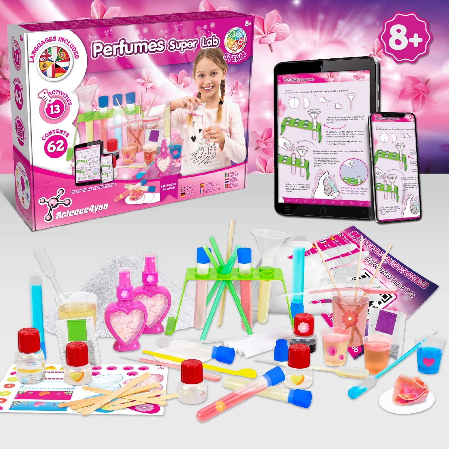 Science4you - Super Perfume Lab for Kids +8 years - Make Your Own Perfume Set with 13 experiments, Creating - Chemistry Lab and Science, Educational Games