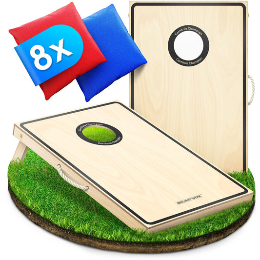 Briliantwerk® Cornhole Game Outdoor - High-quality 11-piece Real Wood Toss Game | Bean Bag Game for Adults & Kids | Bean Bag Game for Outside (painted)