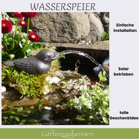 Storm's garden enchantments water feature sparrow incl. solar pump cast iron pond decoration