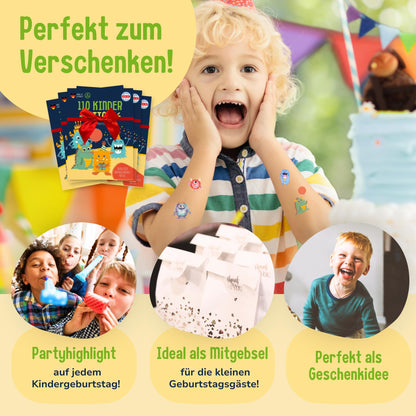 MyBaby123 550 skin-friendly children tattoos with monsters, monster tattoo kids, kids tattoos to stick on, vegan & made in Germany (5x monster)