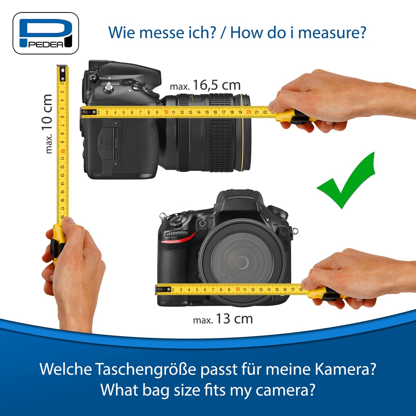 PEDEA DSLR camera bag "Guard" with screen protector for Canon EOS 5DS R M6 M100 100D G1X Mark III SX740 / Nikon Z6 D850 / Panasonic Lumix DC GH5 GX800 / Sony Alpha 6000 6500, Size L black.