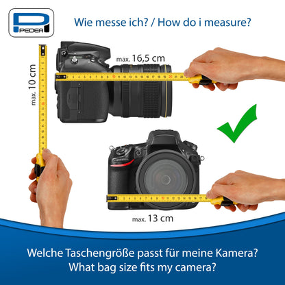 PEDEA DSLR camera bag "Guard" with screen protector for Canon EOS 5DS R M6 M100 100D G1X Mark III SX740 / Nikon Z6 D850 / Panasonic Lumix DC GH5 GX800 / Sony Alpha 6000 6500, Size L black.
