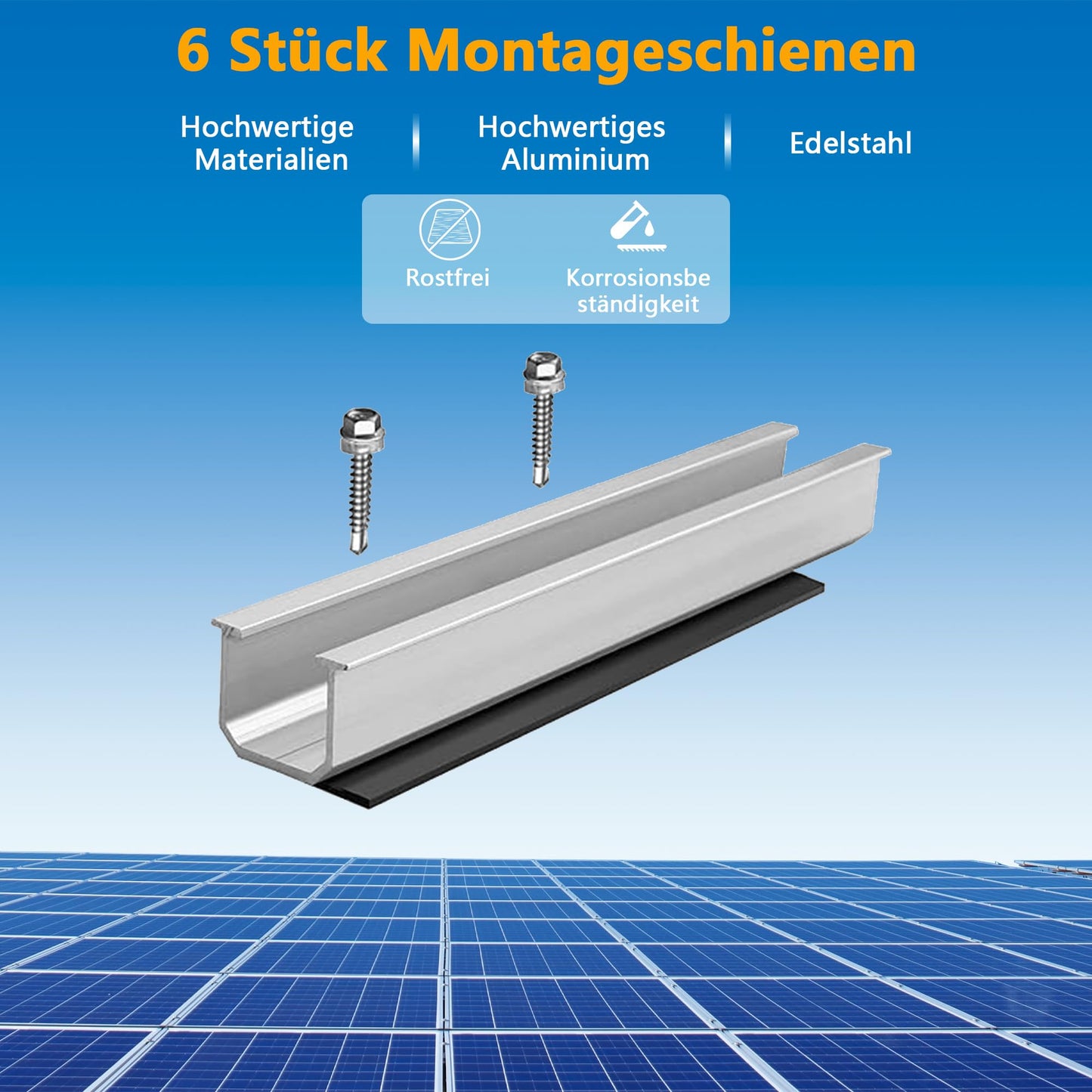 Solar panel mounting 2 module set: Photovoltaic PV mounts with 12cm aluminum rails and adjustable clamp for 30-35mm thick modules for flat roof trapezoidal sheet metal tile roof.
