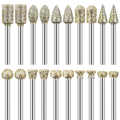 Diamond Burr Set, 20 pieces Diamond Burrs Grinding Bits for Dremel Rotary Tool Accessories with 1/8" Shank for Carving, Grinding, Polishing, Engraving on Stone, Glass, Ceramic