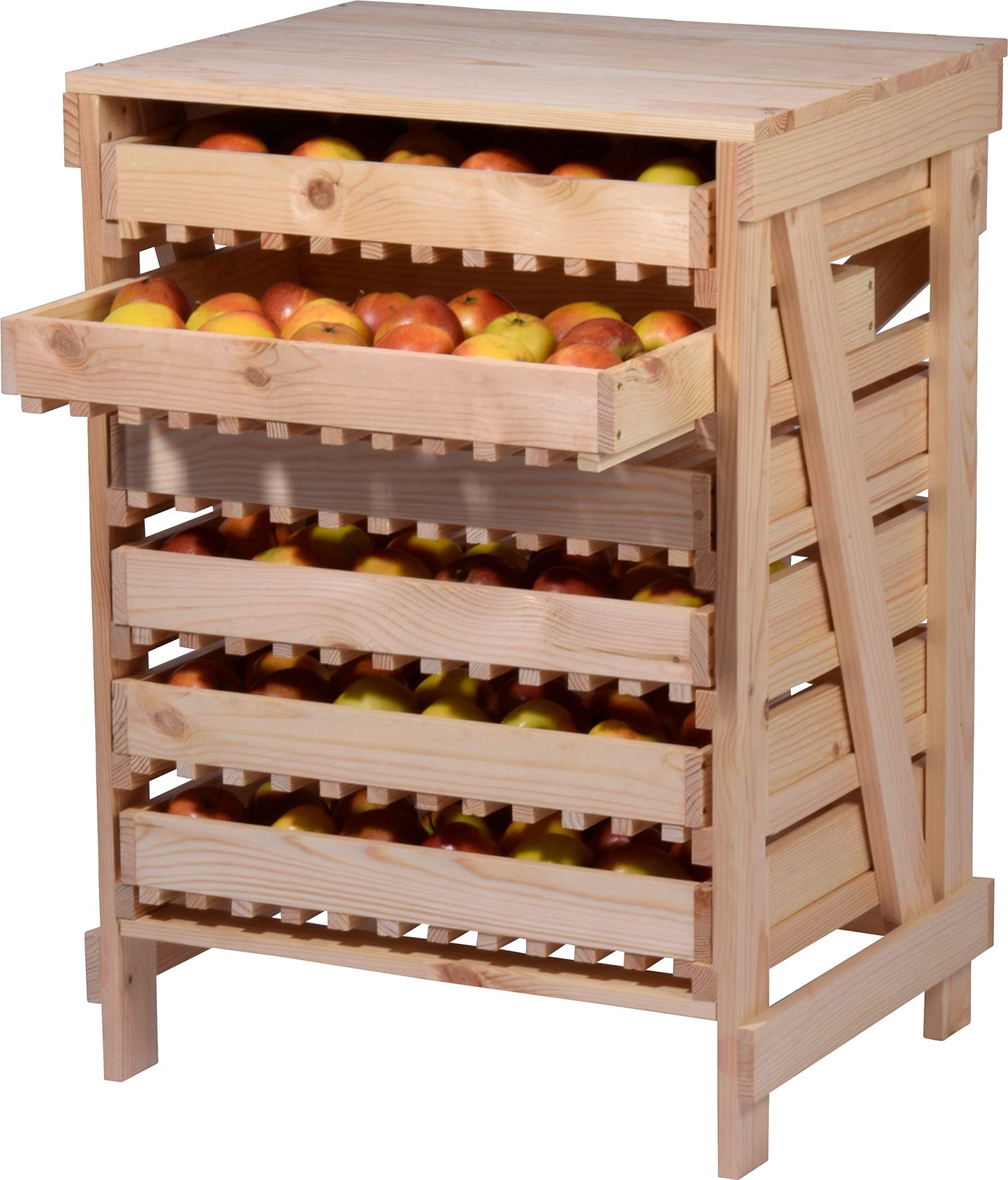 dobar® Green Label 29024FSCe apple crate with 6 drawers | Solid wood fruit crate | Food storage rack | Apple box | Fruit box | 51 x 40.5 x 70.5 cm | Solid pine natural