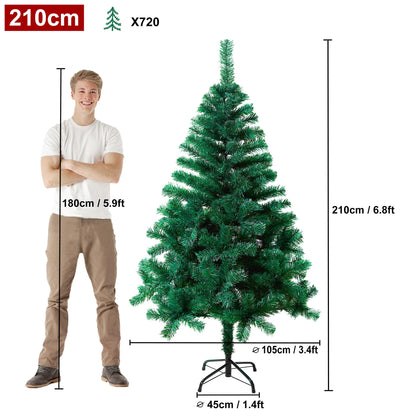 Artificial Christmas tree 210cm Artificial Christmas tree decoration Green PVC with metal stand Christmas decoration