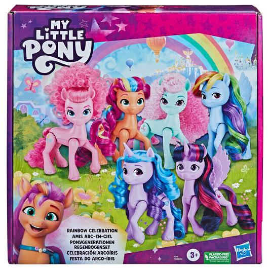 My Little Pony doll Rainbow Set with 6 pony figures (14 cm), unicorn toys for girls and boys.
