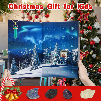 Aitsite Advent Calendar Minerals Gemstones, 24 day National Geographic Advent Calendar, Christmas Calendar Stones Crystals, Gemstone Calendar for family Christmas gifts