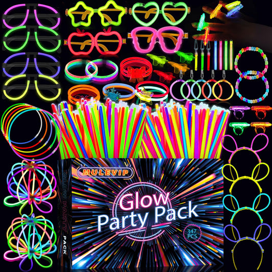 MULEVIP Glow Sticks Party Set 425 Pieces Glow Sticks, Neon Party Glow Bracelets Wedding Glow Toys for Party Decor, Glow Sticks Wedding, Light Sticks for Kids
