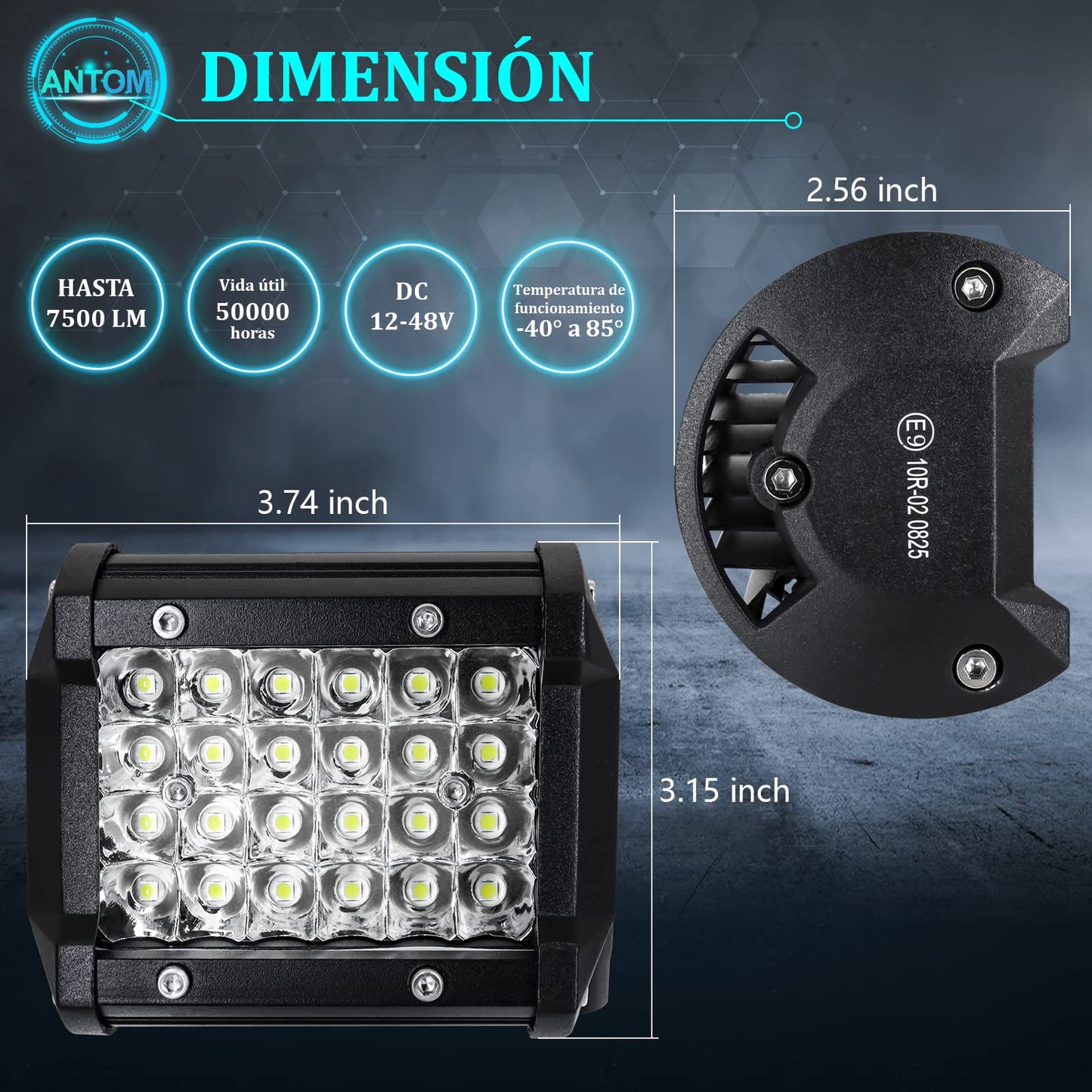antom 10PCS LED work light 72W LED spotlight 12v tractor 21600LM 9-36V 6000K reverse light Waterproof IP68 for tractor, SUV, UTV, ATV