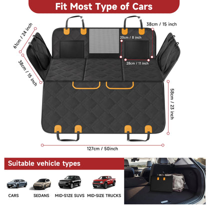 Loiion dog blanket for car back seat with hard bottom, rear seat extender for dogs, car hammock for dogs, anti-slip waterproof dog car mat for most car SUV truck, black.