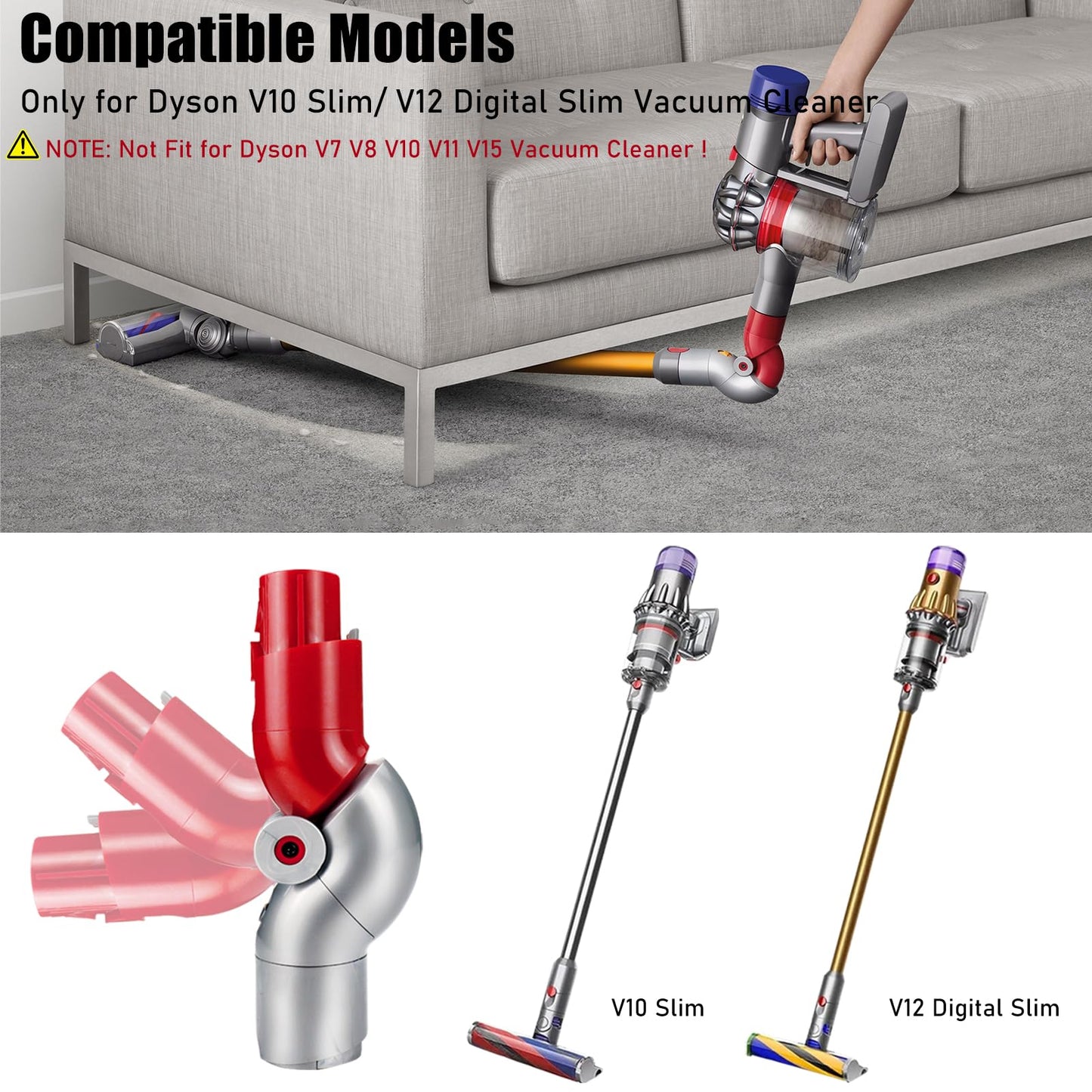 Lower adapter quick release bend adapter for Dyson V10Slim V12 Digital Slim vacuum cleaner accessories Low reach cleaning tool NO.971435-02