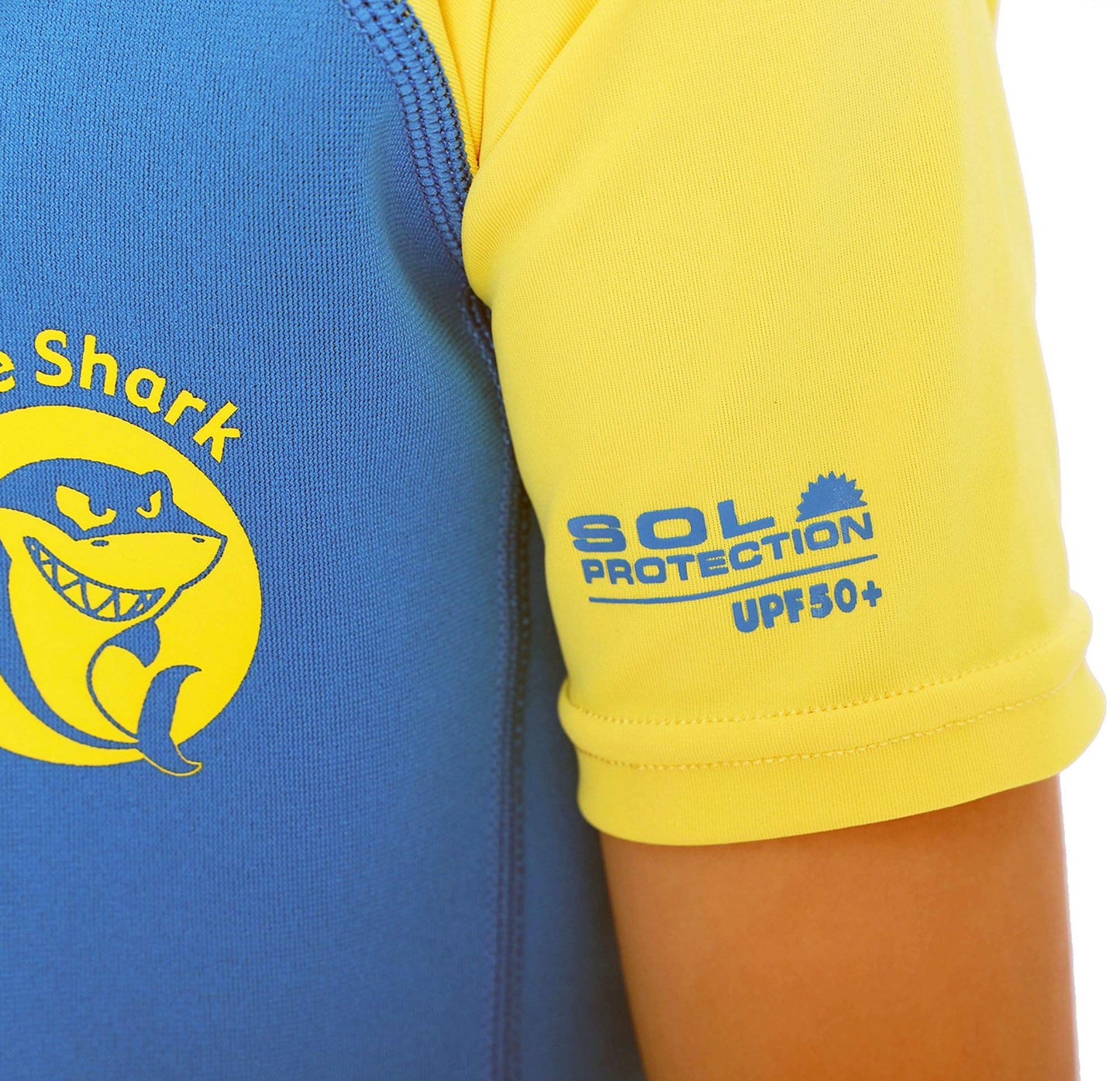 Cressi Little Shark Jr Shorty 2mm - Short sleeve wetsuit for kids, Aquamarine/Yellow, 13/14 years
