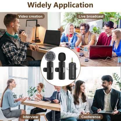 HMKCH Wireless Lavalier Microphone for iPhone/Android Phone/Camera/Computer/Laptop, Professional Mini Clip-on Mic with USB-C/3.5mm/USB Plug for Video Recording, Vlog, YouTube, TikTok