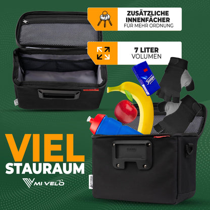 MIVELO Handlebar Bag for KLICKfix - incl. adapter - Handlebar Bike Bag - water-repellent & spacious - Handlebar Bag - Handlebar Bag - E-Bike suitable - with phone pocket