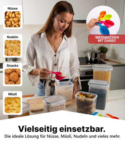 Deco haus® airtight storage containers with lids 16-piece set - For pasta, cereal, flour - Storage box with lid - Kitchen storage containers - Kitchen storage & organization