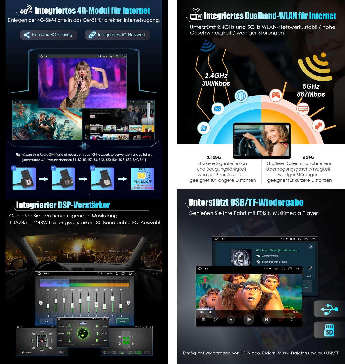 Erisin 9" 8-Core 4GB+64GB Android 13 Car Radio 2din with GPS Navigation for Mercedes Benz A/B Class W169 W245 Sprinter Viano VW Crafter WiFi CarPlay Bluetooth Android Auto DAB+ RDS DSP FM IPS Touchscreen
