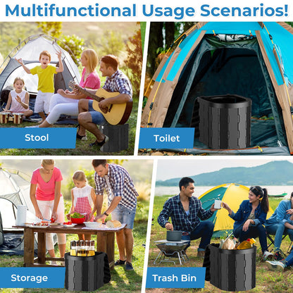 ITMNMNL Camping Toilet, Portable Toilet for Camping, max 150 kg, Foldable Camping Toilet, Composting Toilet for Outdoor or Indoor Use, Camping WC, Toilet Bag + Storage Bag - Black